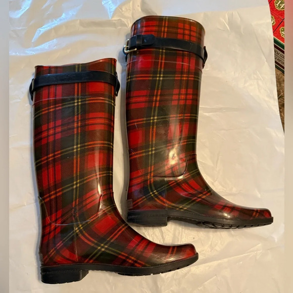 Rain Boots Unbranded (think They’re Lauren Ralph Lauren) Checkers Size 7b - Picture 1 of 7